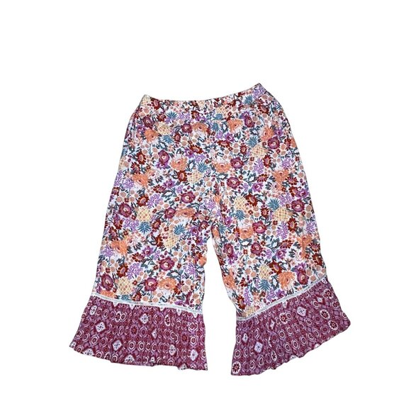 Cato Womens Floral Print Ruffle Hem Cropped Pants Size 18/20W Multicolor 1898 - Picture 4 of 6